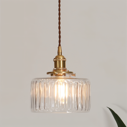 ÉmeraudeLustre – Suspension rétro en vert profond & verre sculpté