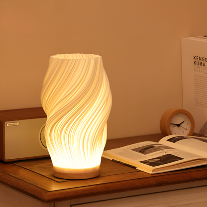 DreamWave - Lampe moderne crème à vagues 3D avec base en métal élégante