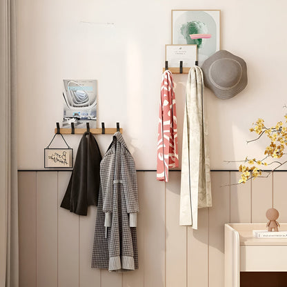 Porte-Vêtements HookMov – Support mural multifonction en bois avec crochets en aluminium