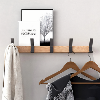 Porte-Vêtements HookMov – Support mural multifonction en bois avec crochets en aluminium