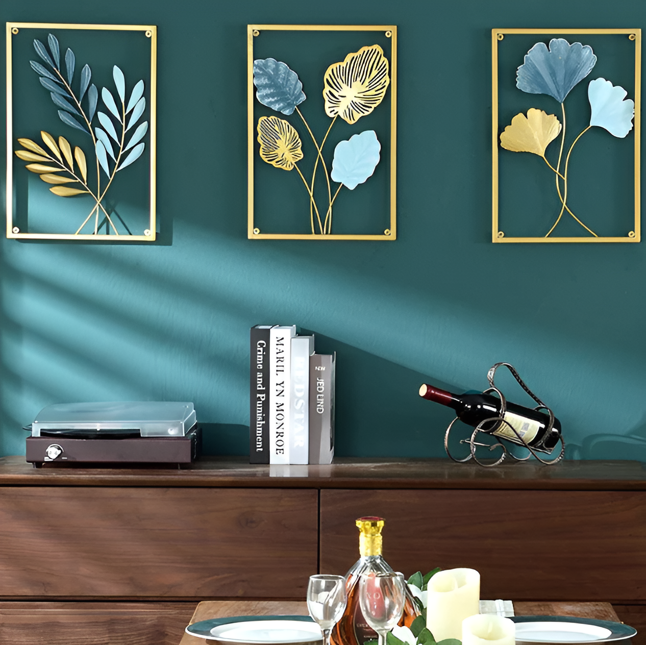 Feuillage Luxe – Décoration murale en métal inspirée des feuilles pour un intérieur raffiné