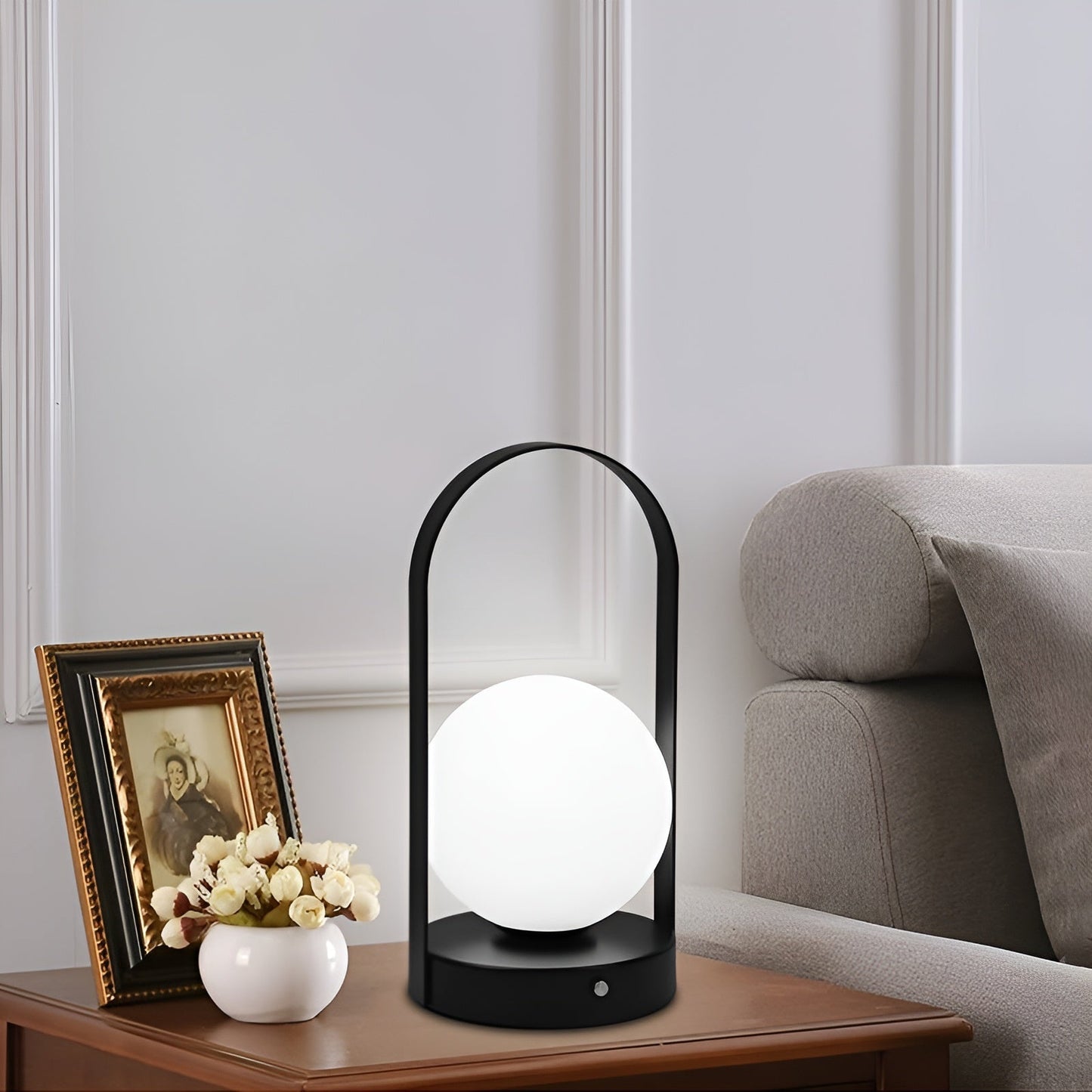 OrbitaLED - Lampe de table sans fil en forme d’orbe - Rechargeable et inoxydable