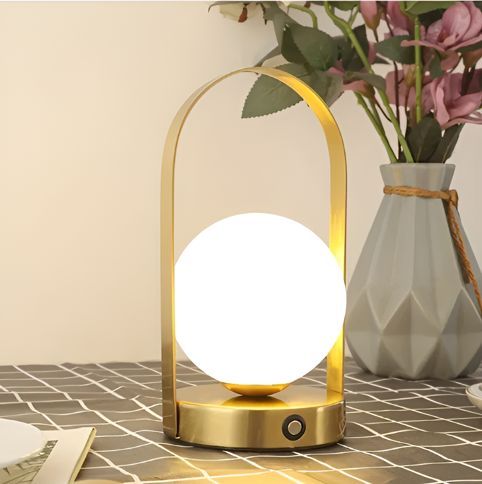 OrbitaLED - Lampe de table sans fil en forme d’orbe - Rechargeable et inoxydable