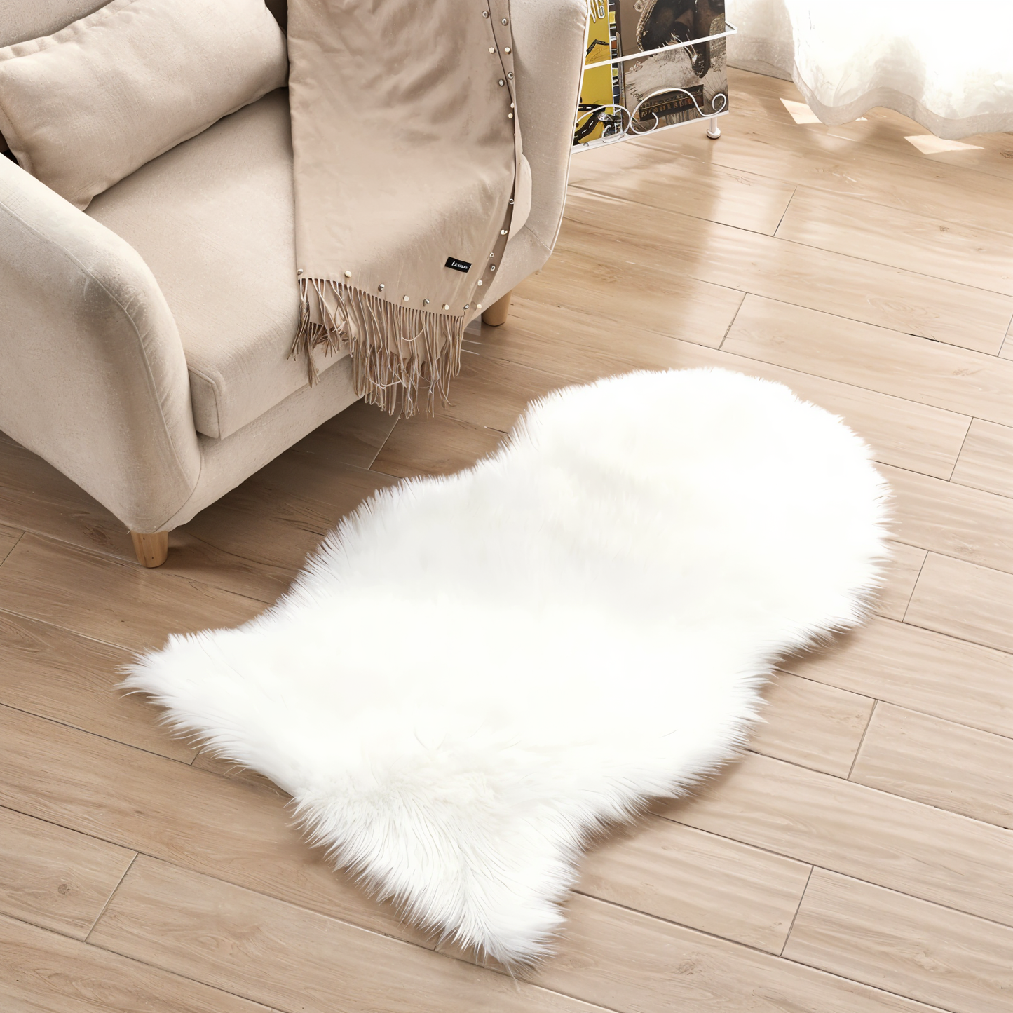 Ciarra – Tapis en fausse fourrure ultra moelleux