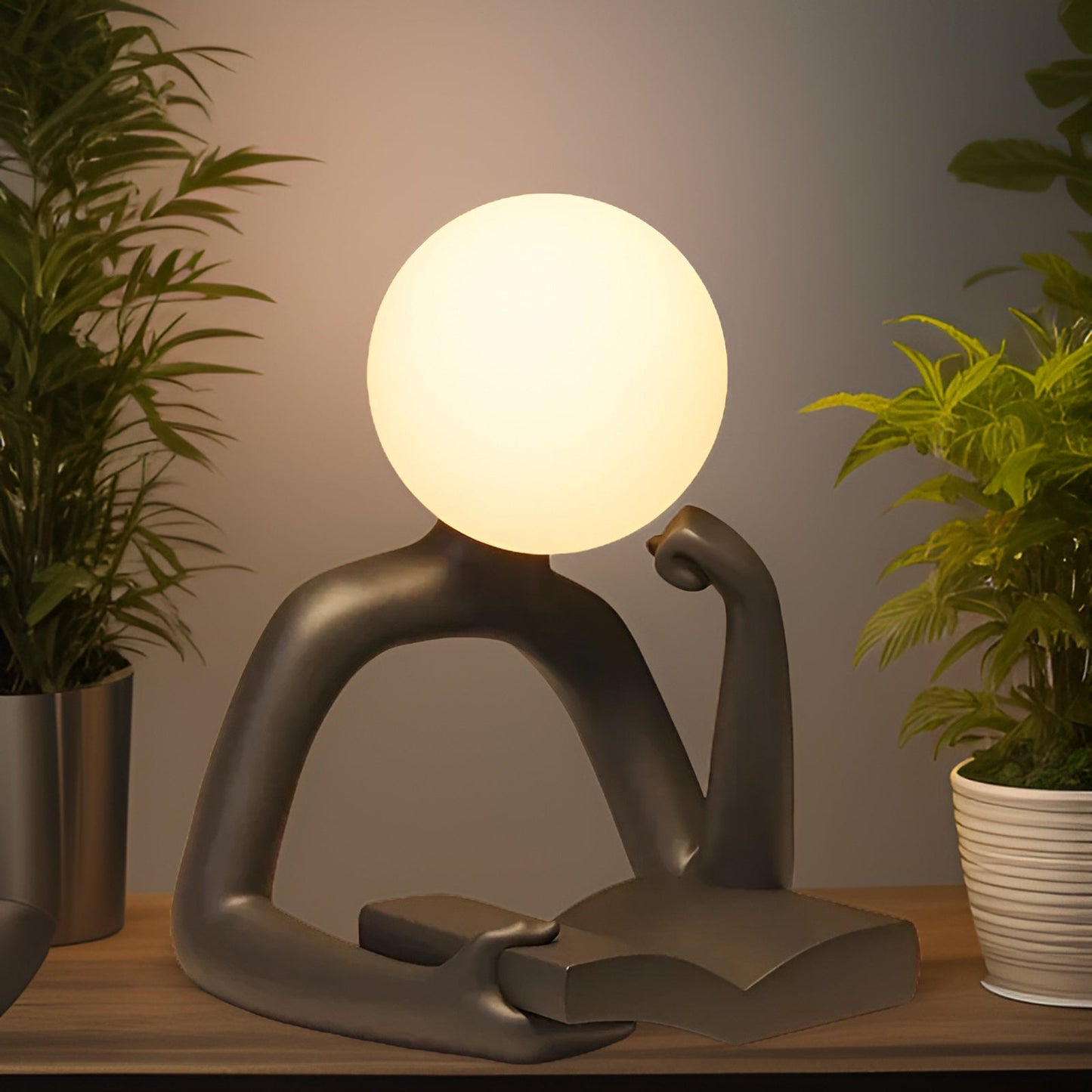 Thinker Moon - Veilleuse sculpture esthétique de réflexion avec lune