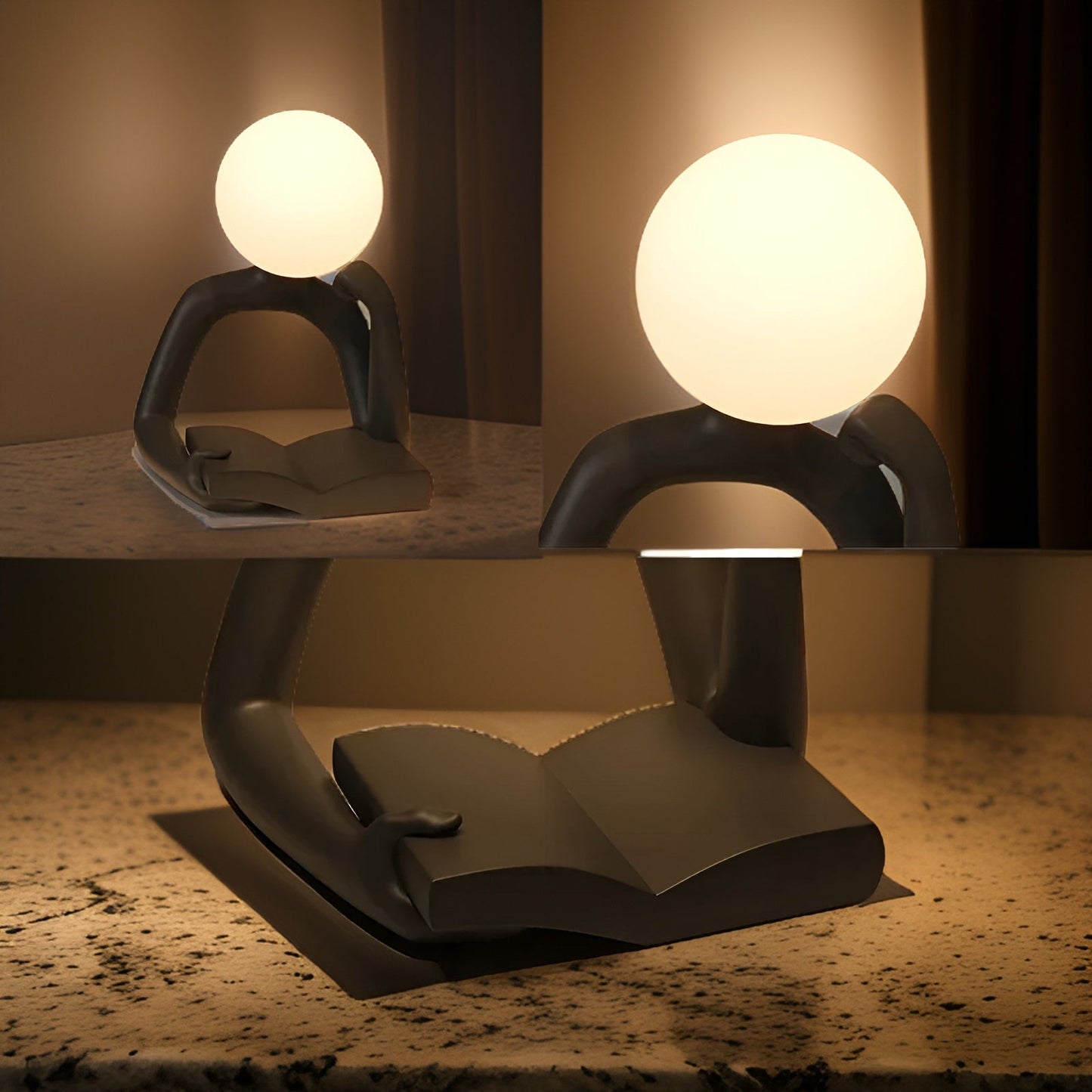 Thinker Moon - Veilleuse sculpture esthétique de réflexion avec lune