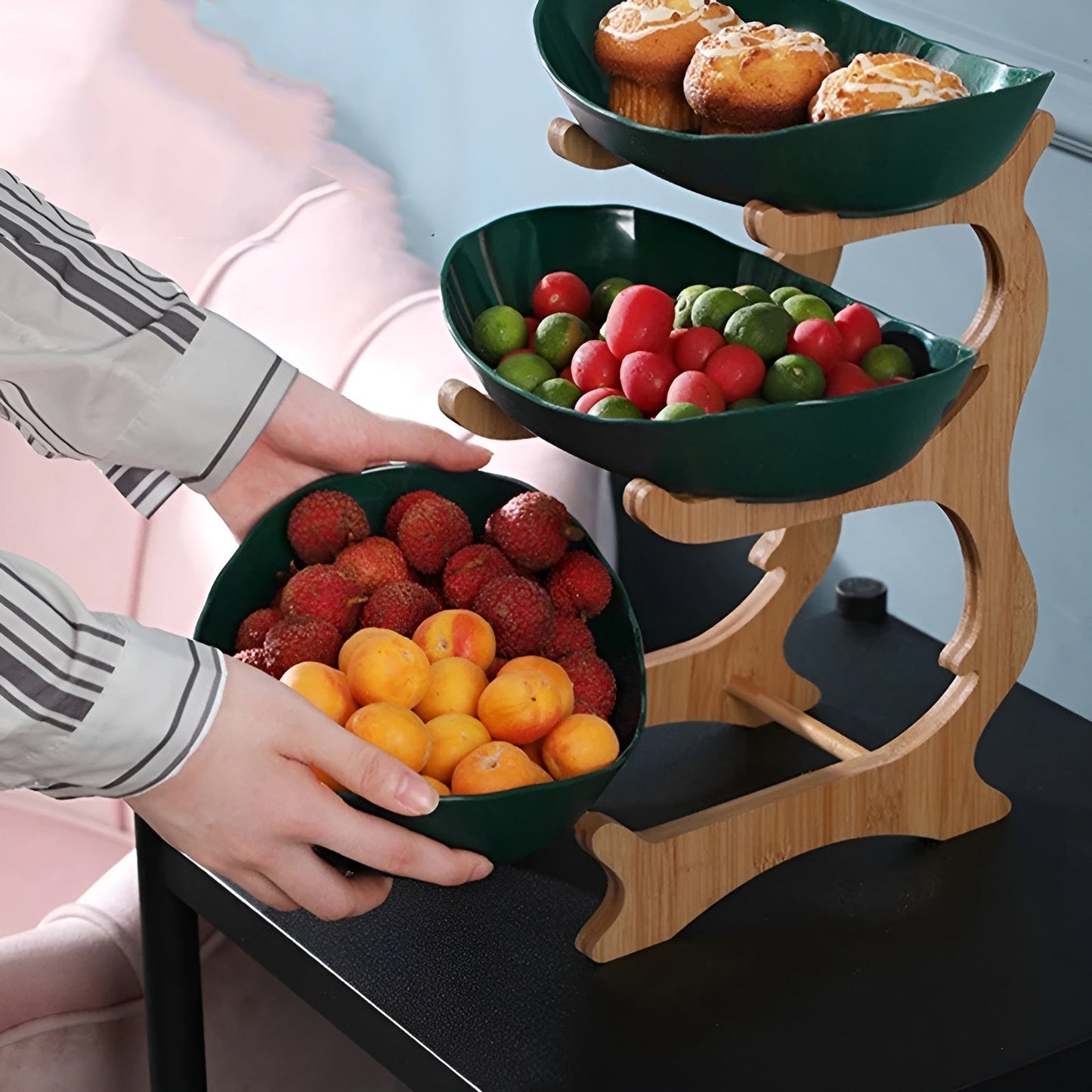 BoisPur Étagère – Corbeille minimaliste en bois sculpté
