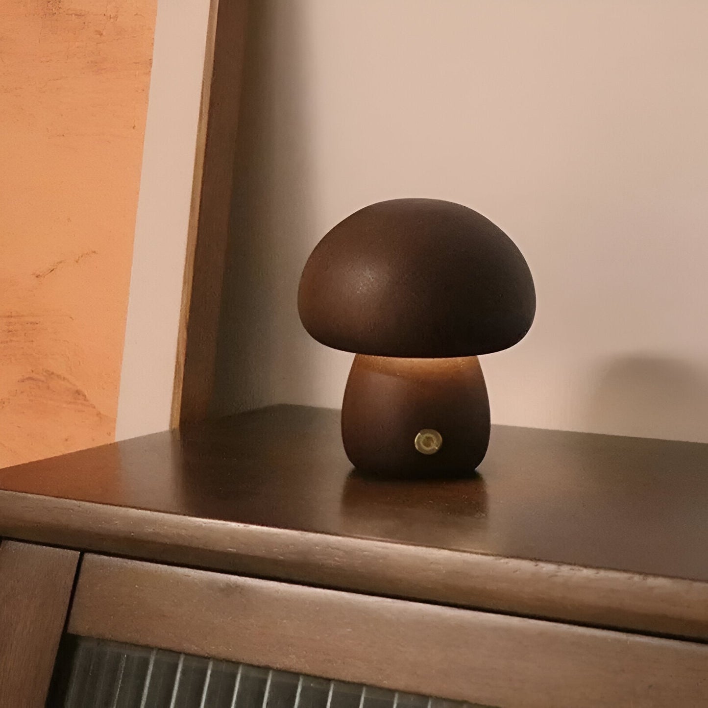 Lampe Tactile En Bois En Forme De Champignon