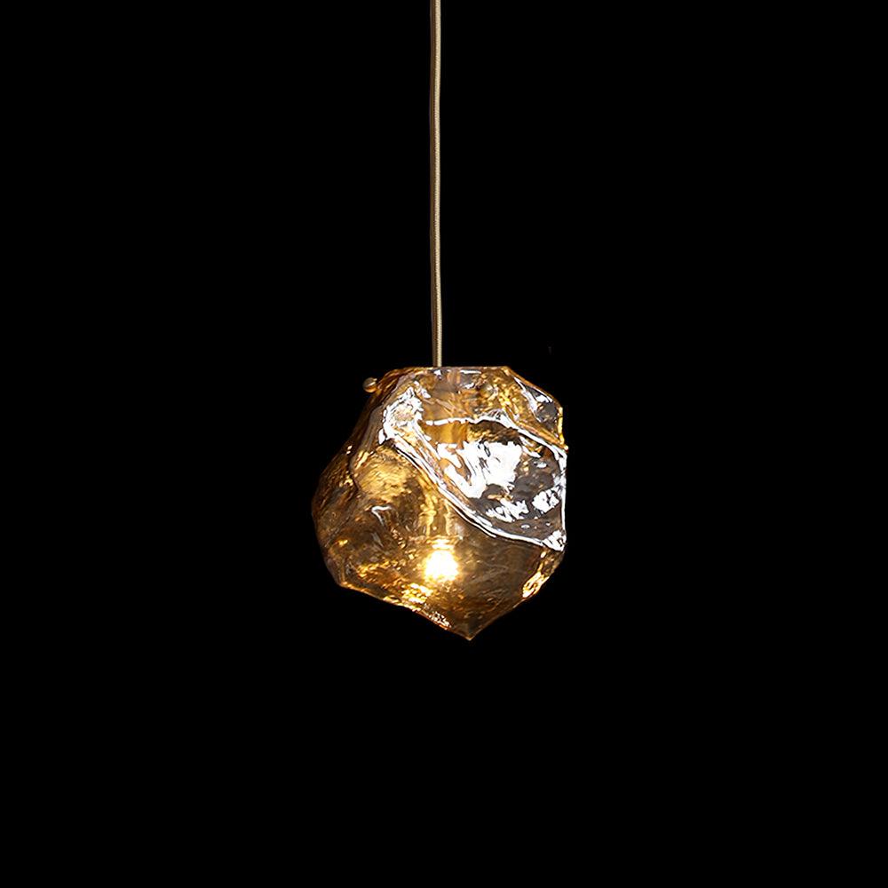 Aria – Lampe pendante en verre de glace et laiton