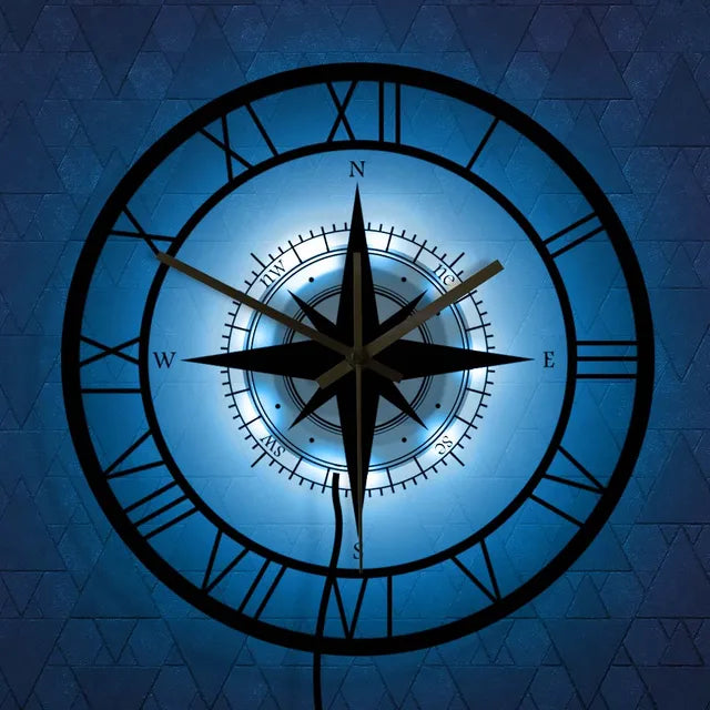 Horloge Décorative Silencieuse avec Compas en Acrylique