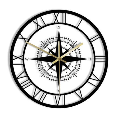 Horloge Décorative Silencieuse avec Compas en Acrylique