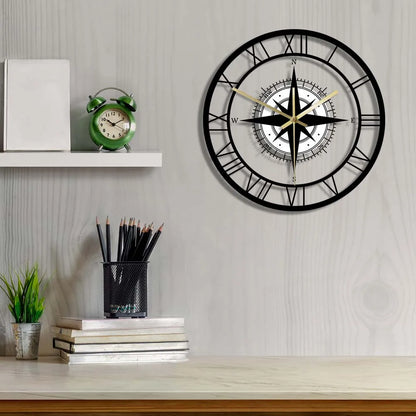 Horloge Décorative Silencieuse avec Compas en Acrylique