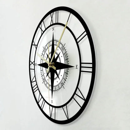 Horloge Décorative Silencieuse avec Compas en Acrylique
