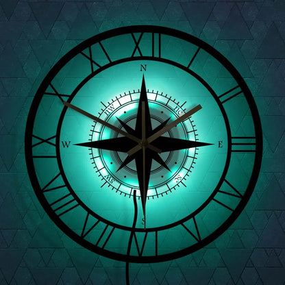 Horloge Décorative Silencieuse avec Compas en Acrylique