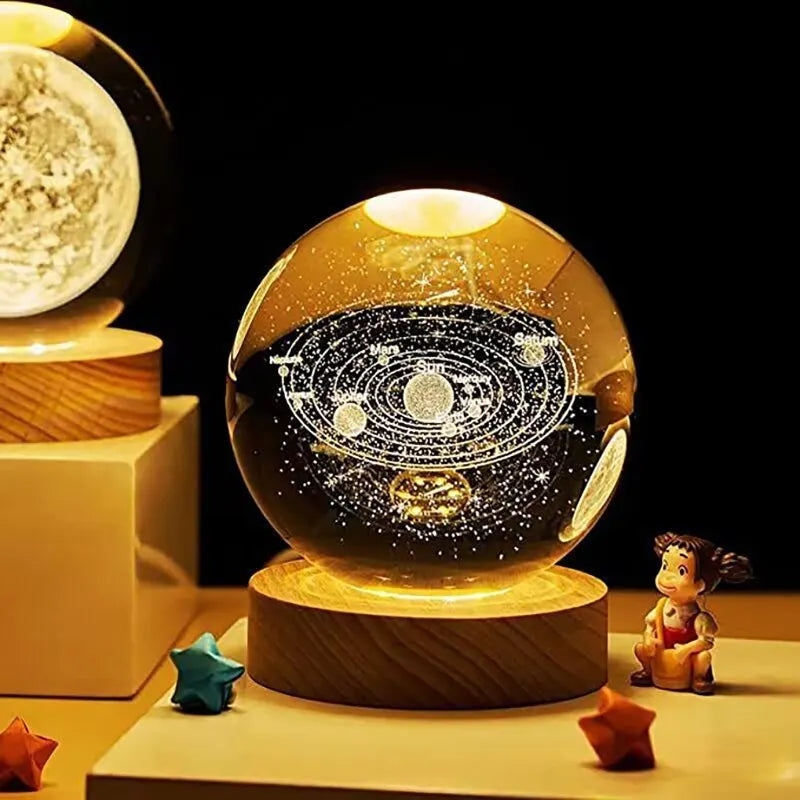 Veilleuse boule de cristal galaxie 3D