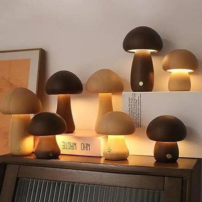 Lampe champignon fantaisiste en bois