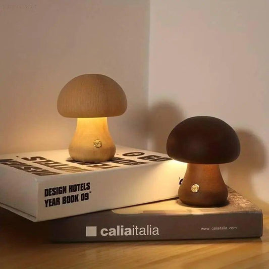 Lampe champignon fantaisiste en bois