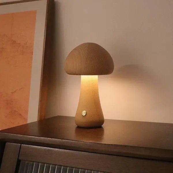 Lampe champignon fantaisiste en bois