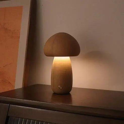 Lampe champignon fantaisiste en bois