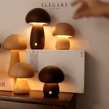 Lampe champignon fantaisiste en bois