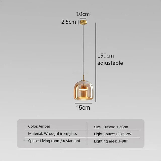 Lampe suspendue minimaliste en verre