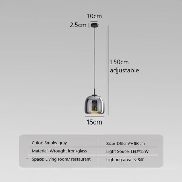 Lampe suspendue minimaliste en verre