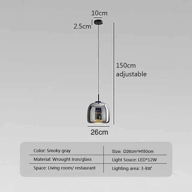 Lampe suspendue minimaliste en verre