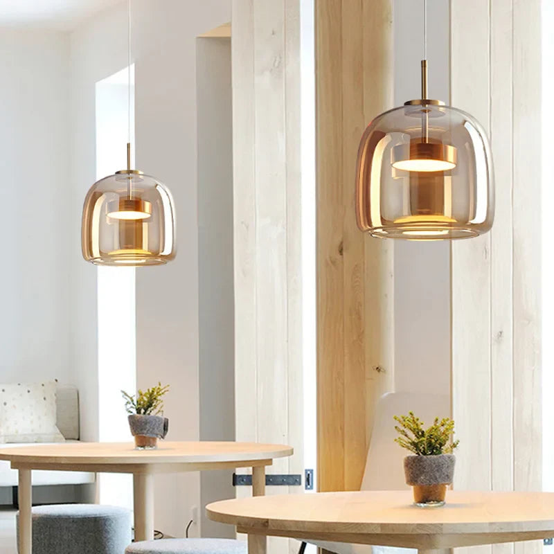 Lampe suspendue minimaliste en verre