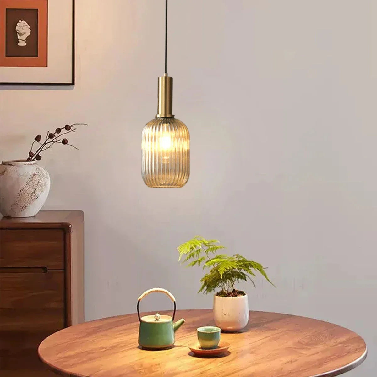 Miyako – Suspension en verre à rayures