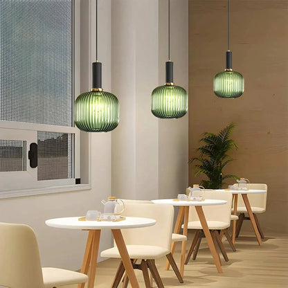 Miyako – Suspension en verre à rayures