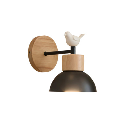 Oiseau – Applique murale en bois simple en forme de demi-cercle