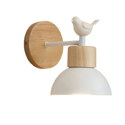 Oiseau – Applique murale en bois simple en forme de demi-cercle