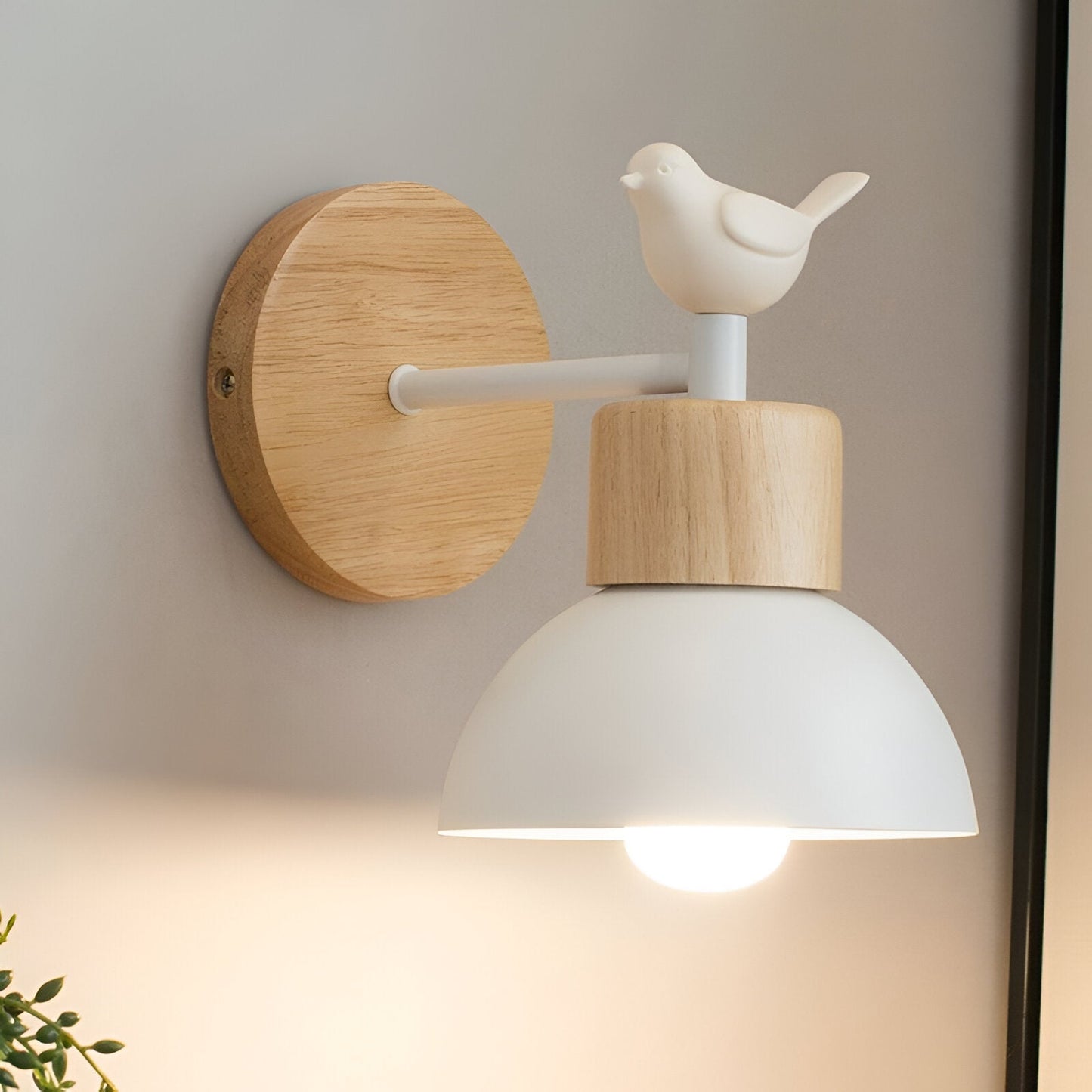 Oiseau – Applique murale en bois simple en forme de demi-cercle
