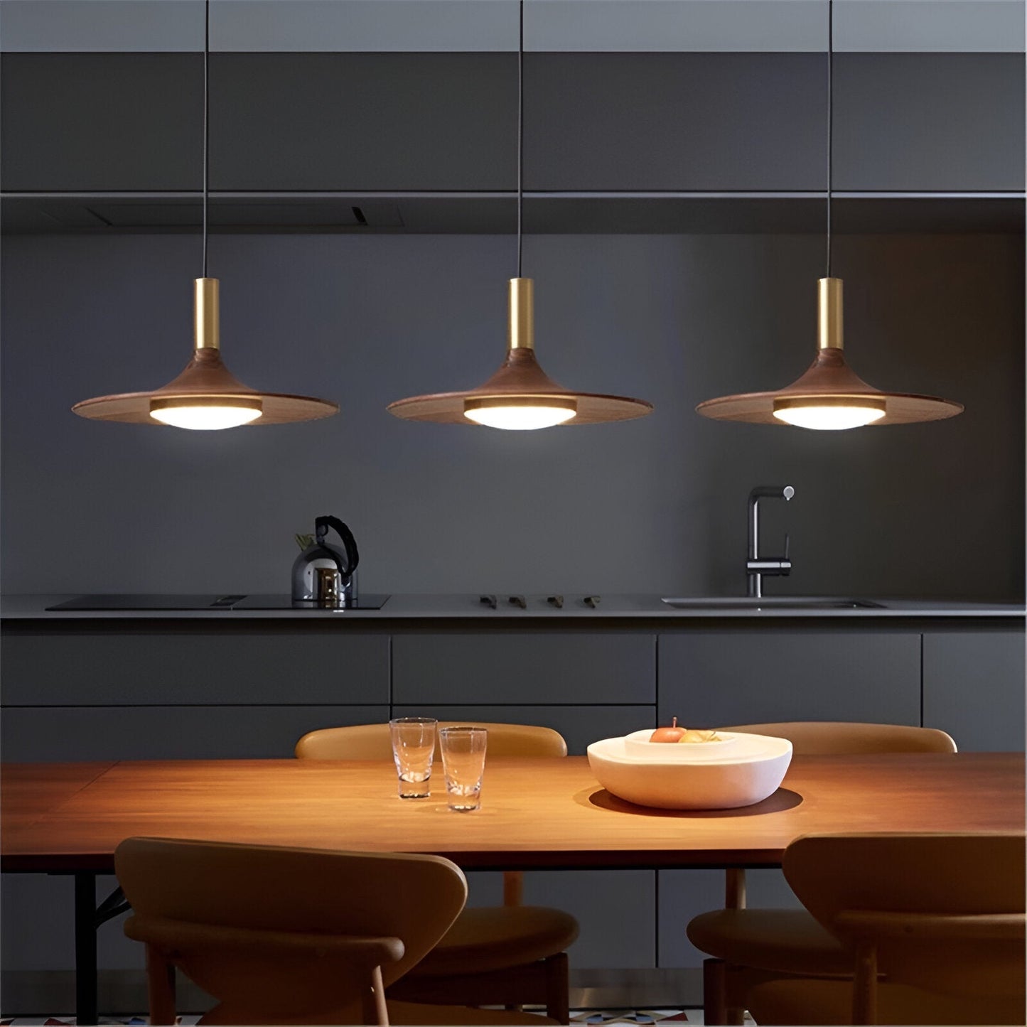 Jared – Bois de Noyer Tout Cuivre Suspension