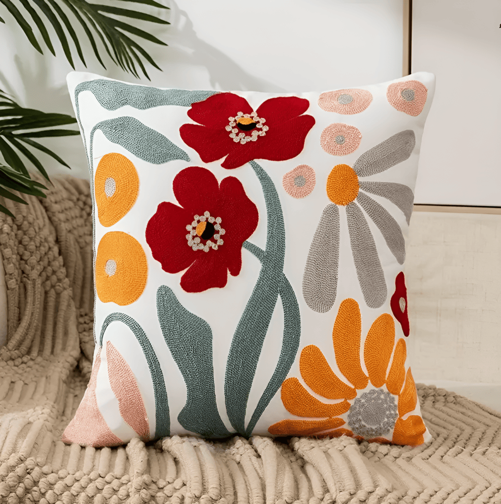 Hanaori – Housse de Coussin Nordique Brodée