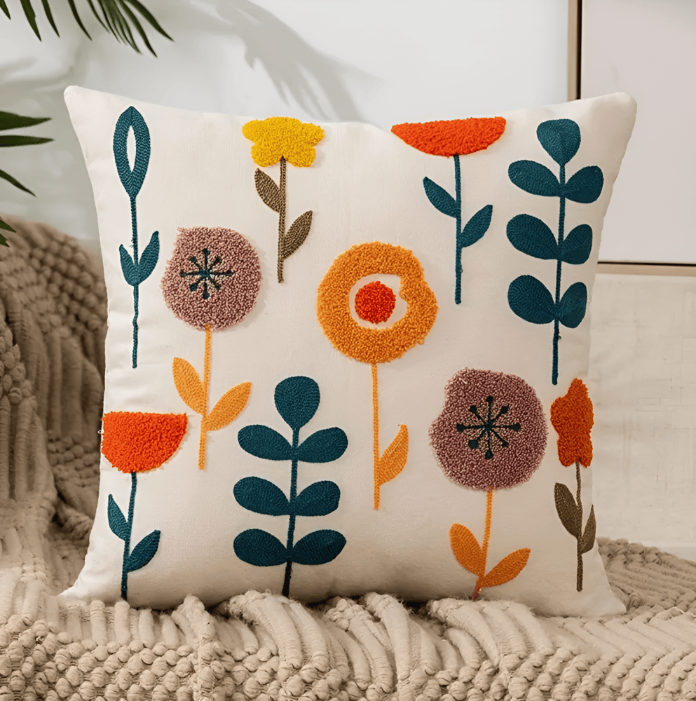 Hanaori – Housse de Coussin Nordique Brodée