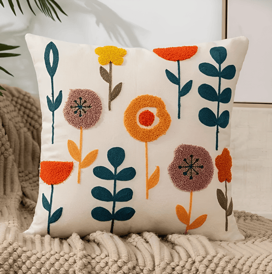 Hanaori – Housse de Coussin Nordique Brodée