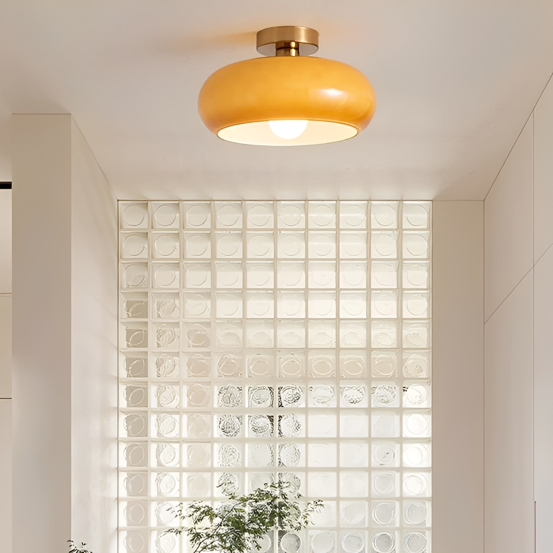 Friedrich – Bauhaus Laiton Verre Plafonnier