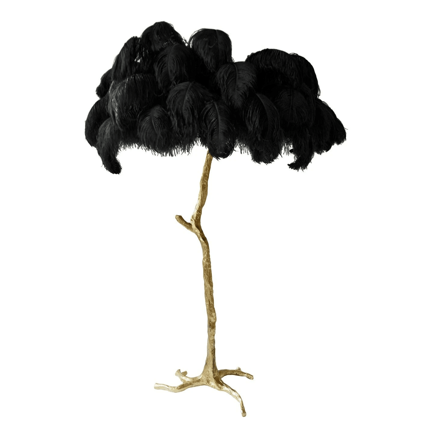 Elysia – Moderne Plumes d'autruche et Lampe de sol en métal
