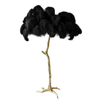 Elysia – Moderne Plumes d'autruche et Lampe de sol en métal