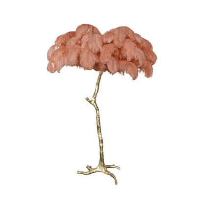Elysia – Moderne Plumes d'autruche et Lampe de sol en métal
