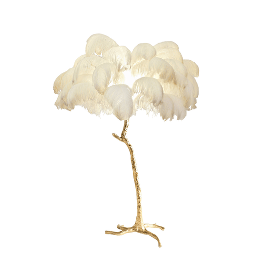 Elysia – Moderne Plumes d'autruche et Lampe de sol en métal