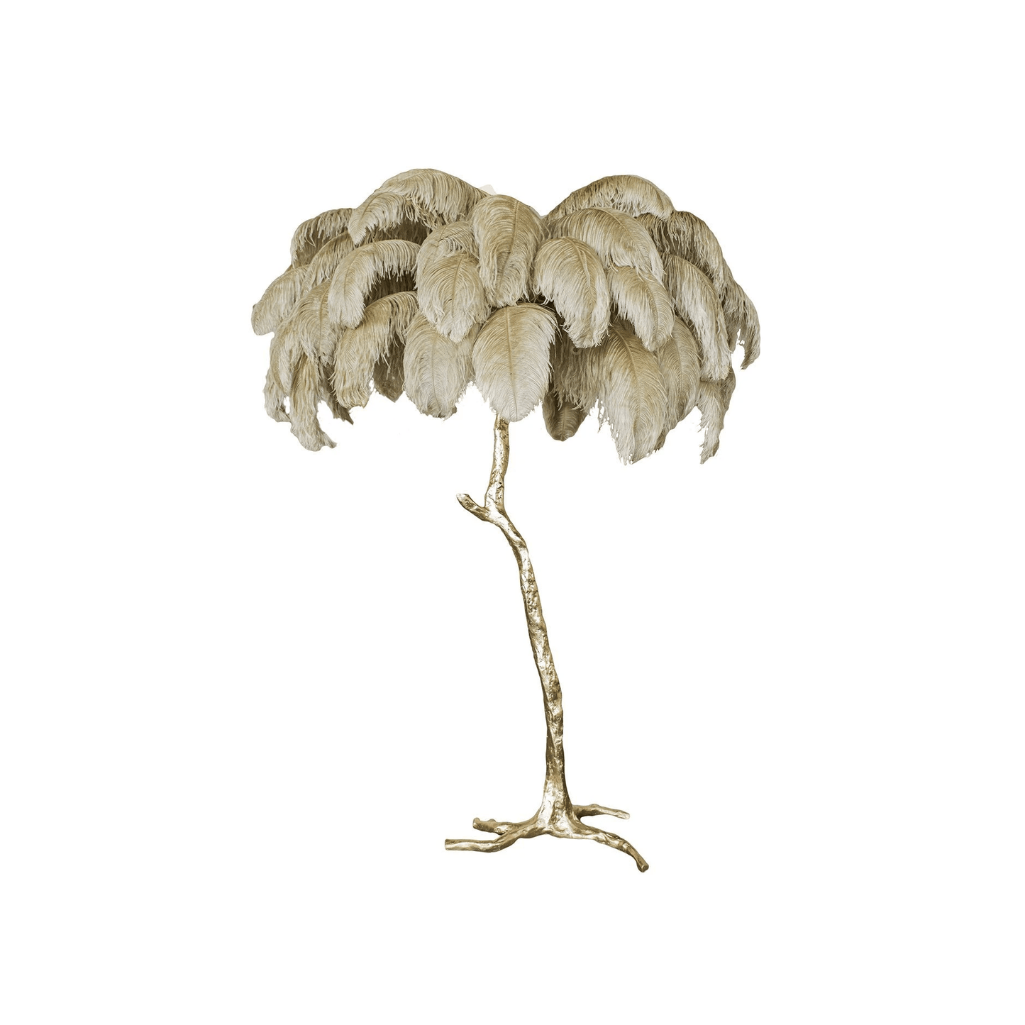 Elysia – Moderne Plumes d'autruche et Lampe de sol en métal