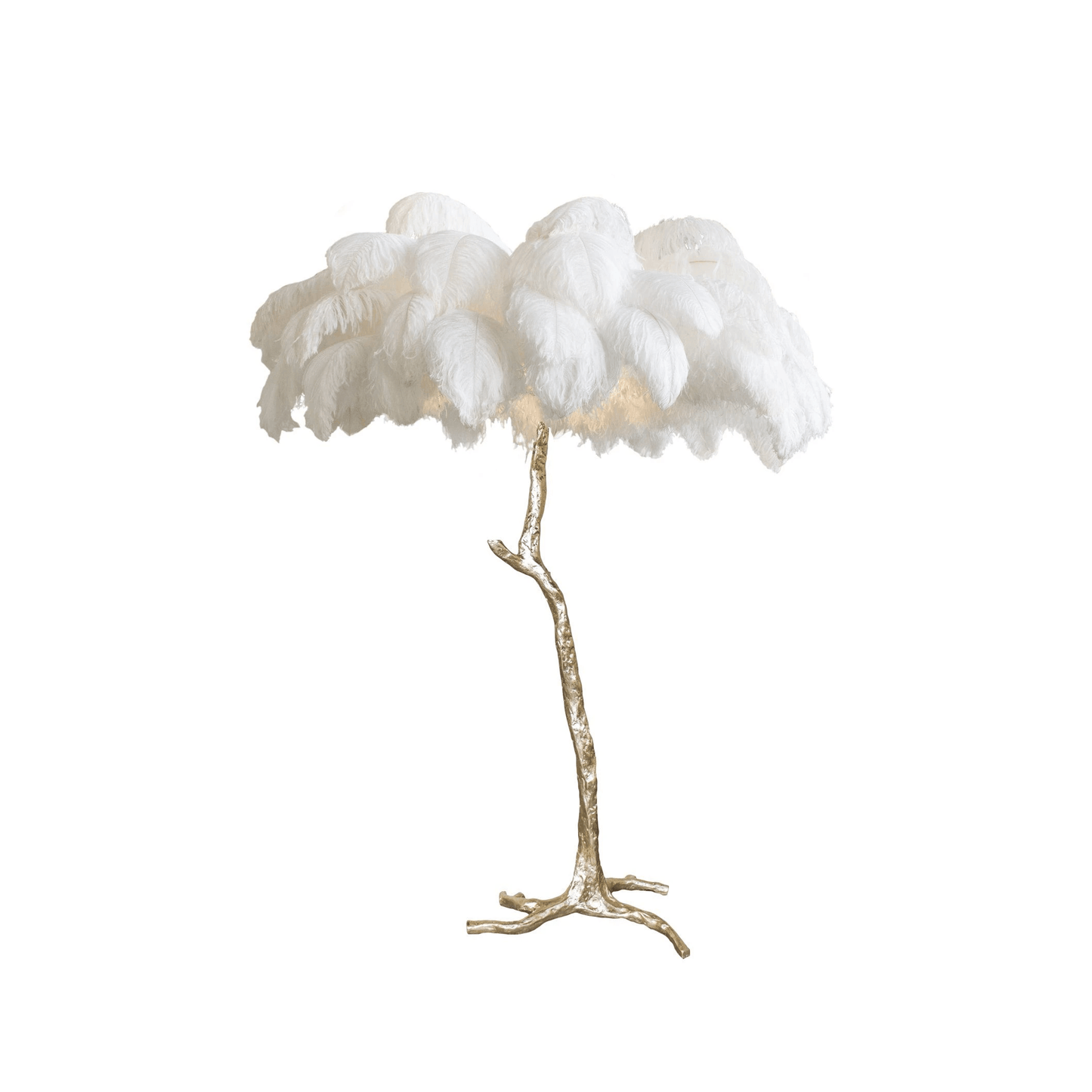 Elysia – Moderne Plumes d'autruche et Lampe de sol en métal
