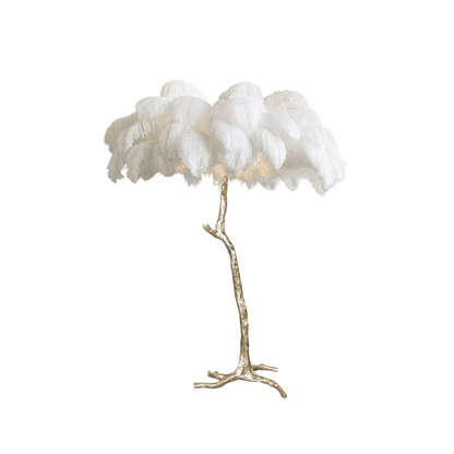 Elysia – Moderne Plumes d'autruche et Lampe de sol en métal