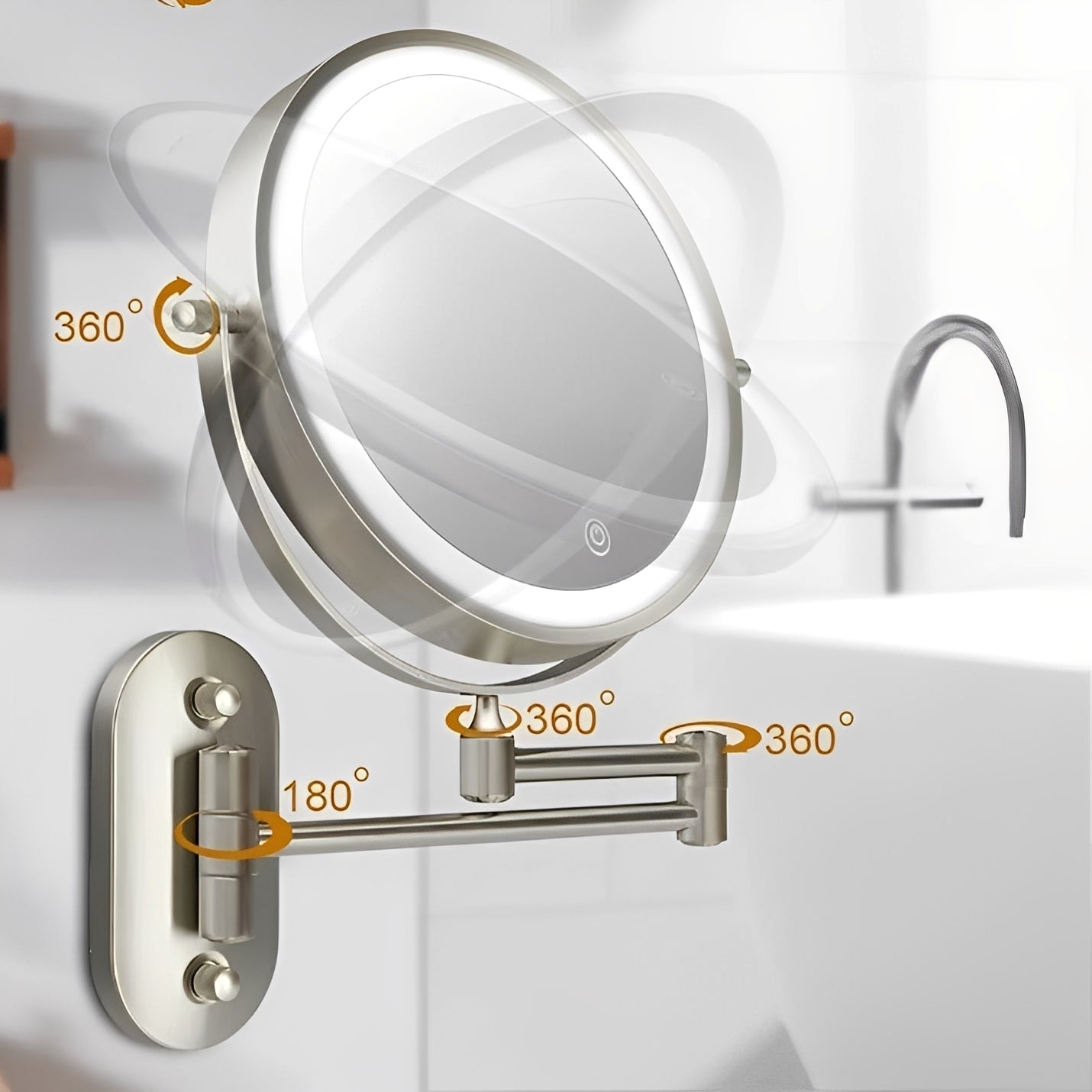 Kaori – Miroir de maquillage LED pliant mural
