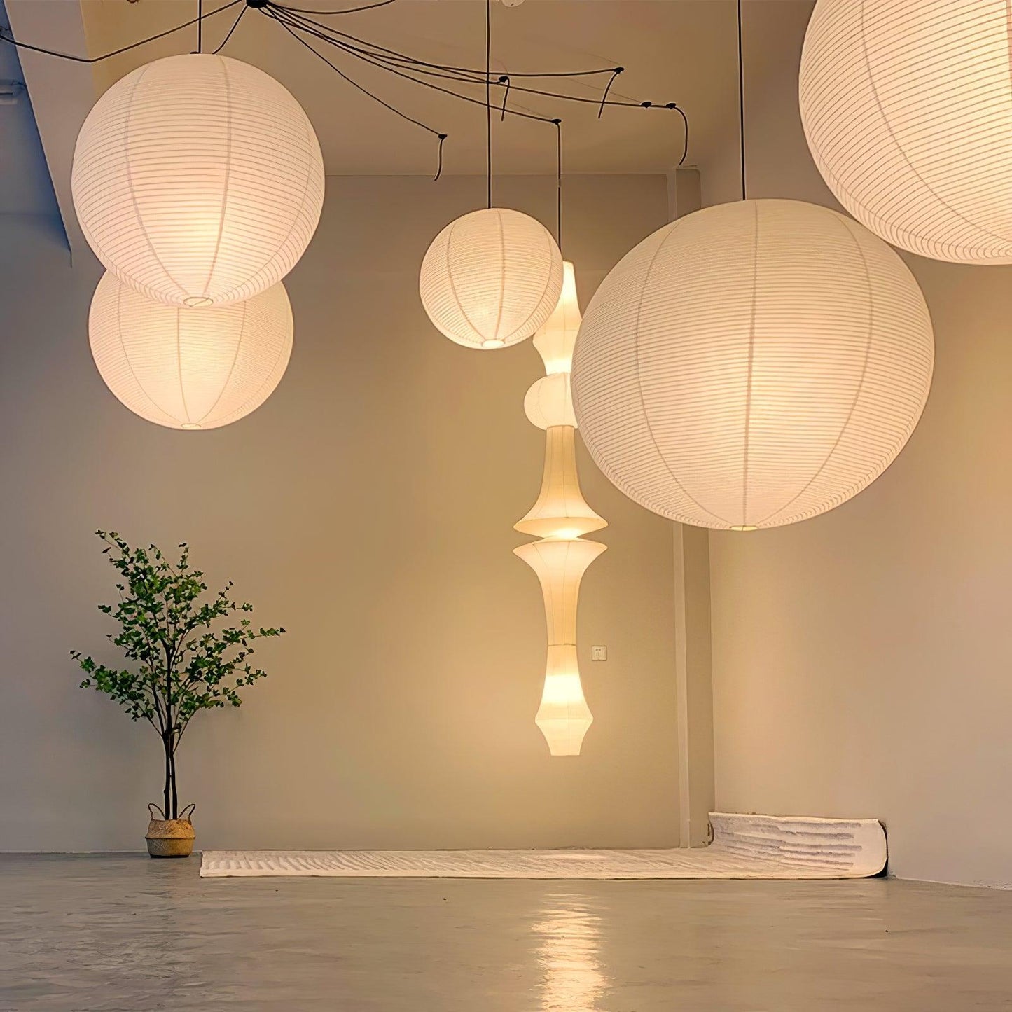 Naoko – Lustre LED Rond en Papier Xuan