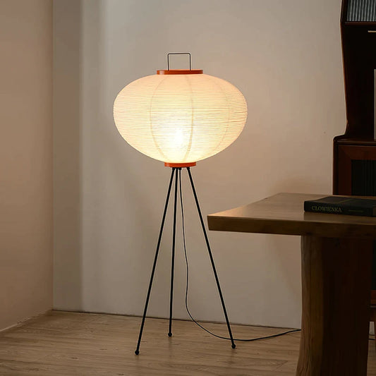 Noa – Lampe de sol avec papier de riz : Calme minimaliste en forme de lumière