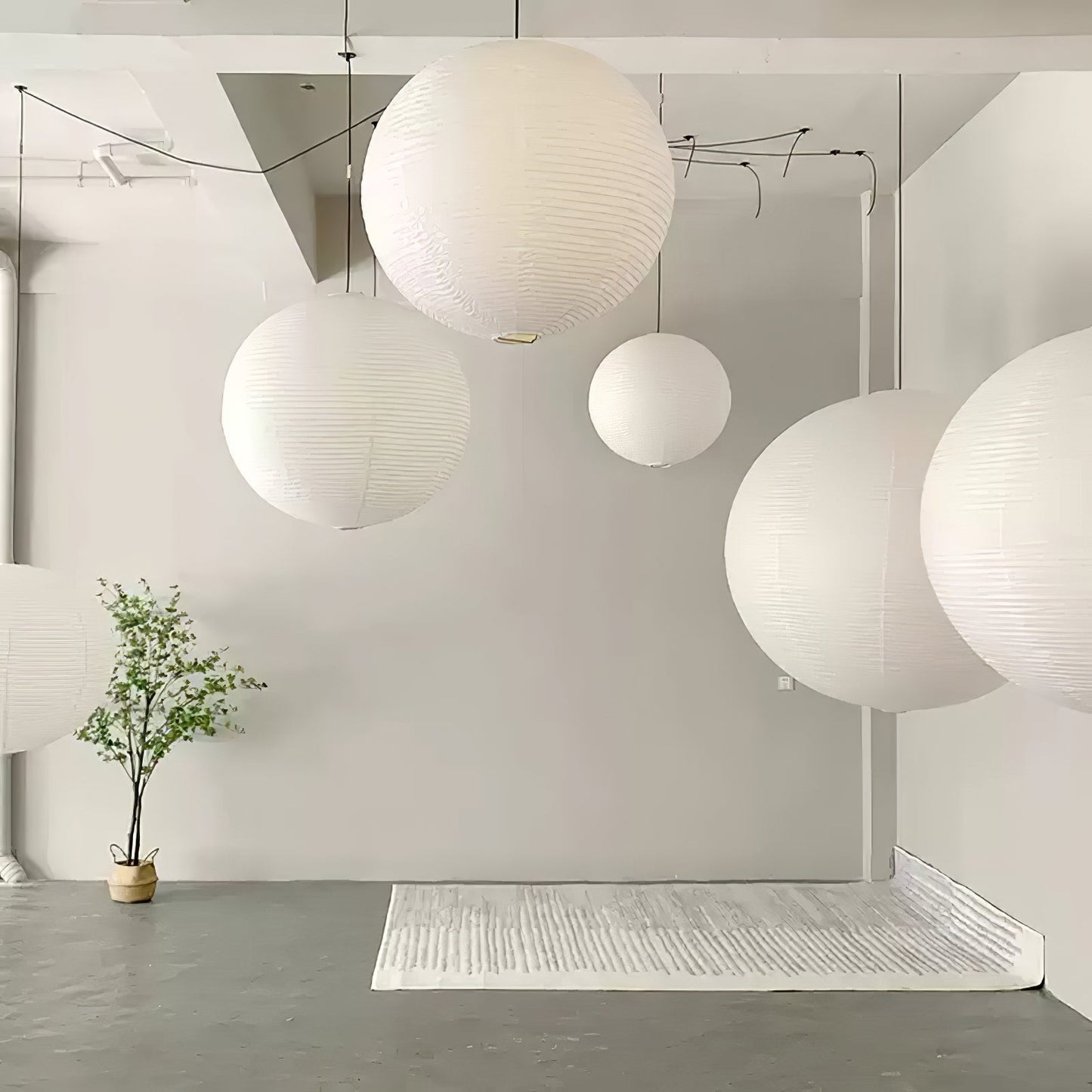 Naoko – Lustre LED Rond en Papier Xuan