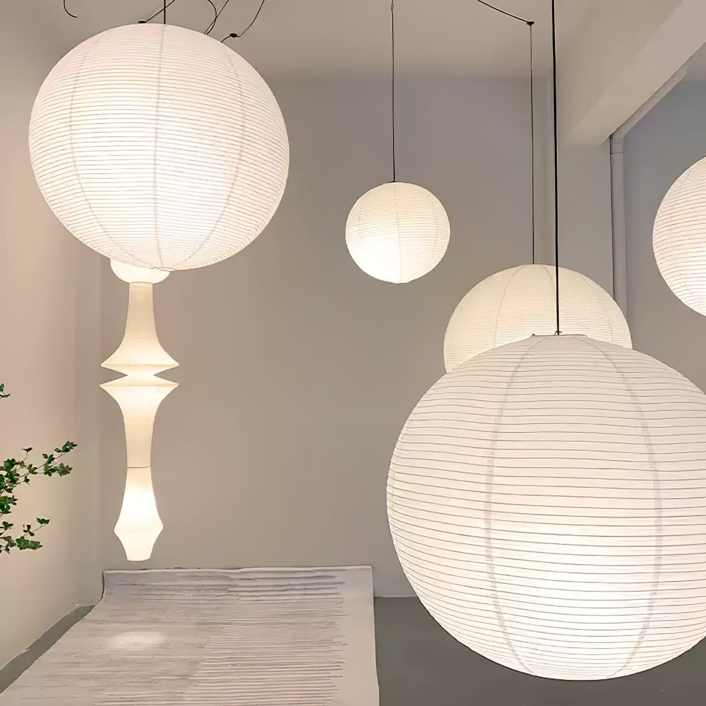 Naoko – Lustre LED Rond en Papier Xuan